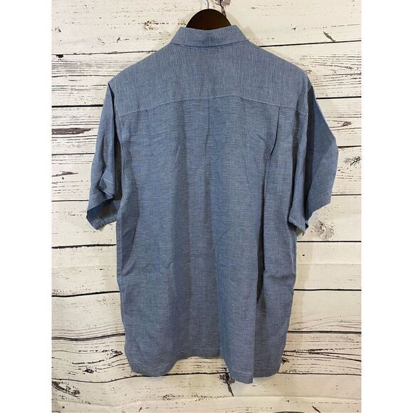 Tommy Bahama Floral Embroidered Blue Linen Mens Button Down Size Medium - Picture 4 of 7